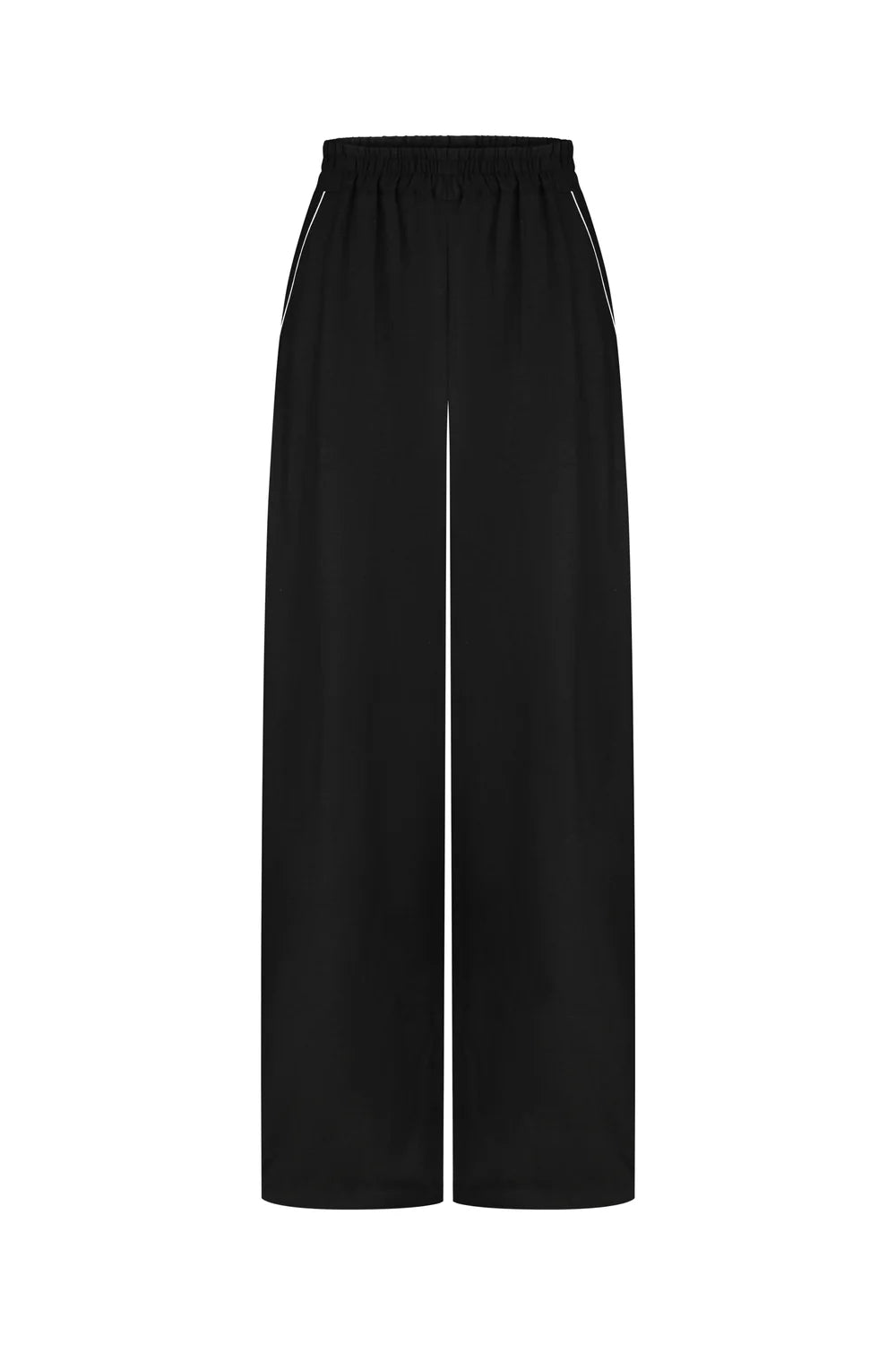 ARGUE■BREEZE LINEN MELLOW PANTS■BLACK Black Wide-Leg Pants - Smocked Pants - Pull-On Pants - Pants